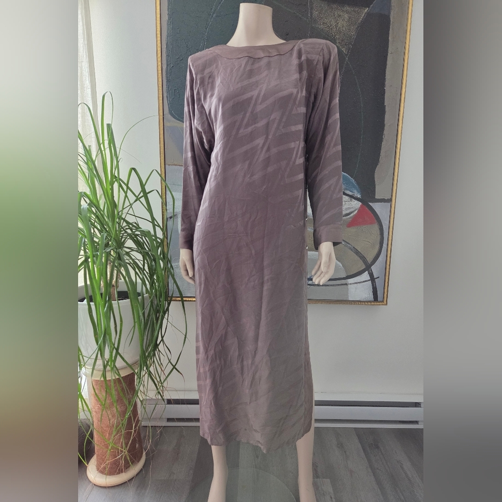 Wayne Clark | Scoop Silk Dress and Side Slit with Crystal Buttons